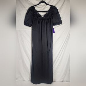 NEW VTG Bert Yelin For IRIS Short Sleeve Black Lace Long Sleep Dress Sz 9 Petite
